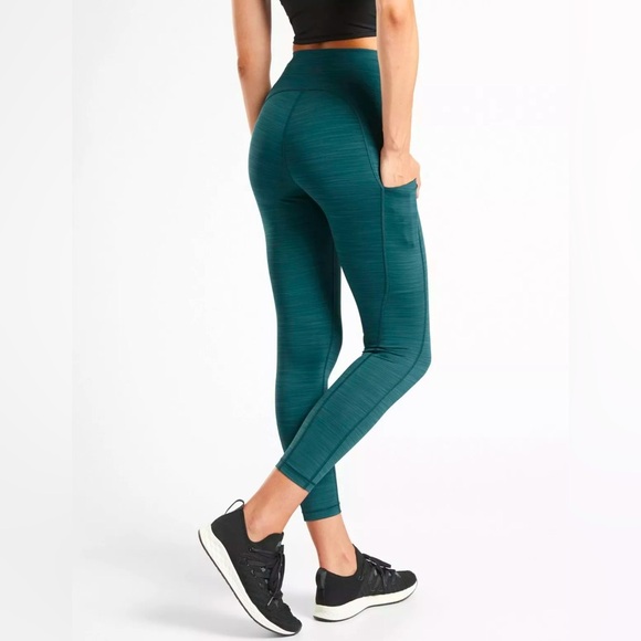 Athleta Ultimate Stash 7/8 Pocket Legging- Space Dye- Oceanic Teal Blue sz M - Picture 2 of 10
